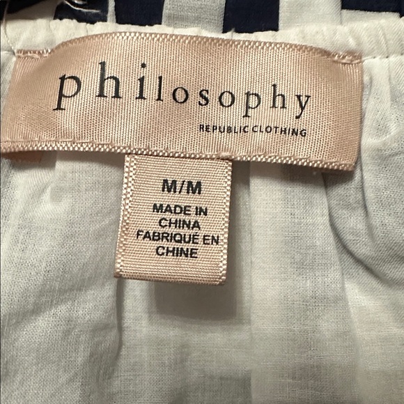 Philosophy Navy and White Leaf Print Long Sleeve Dress lined Medium - Picture 4 of 6